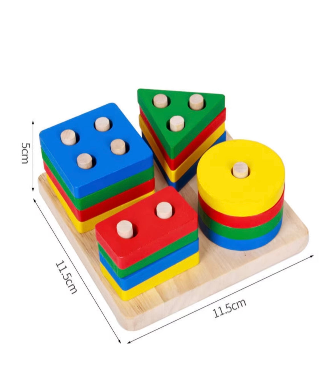 Montessori Wooden Shape Sorting & Stacking Board