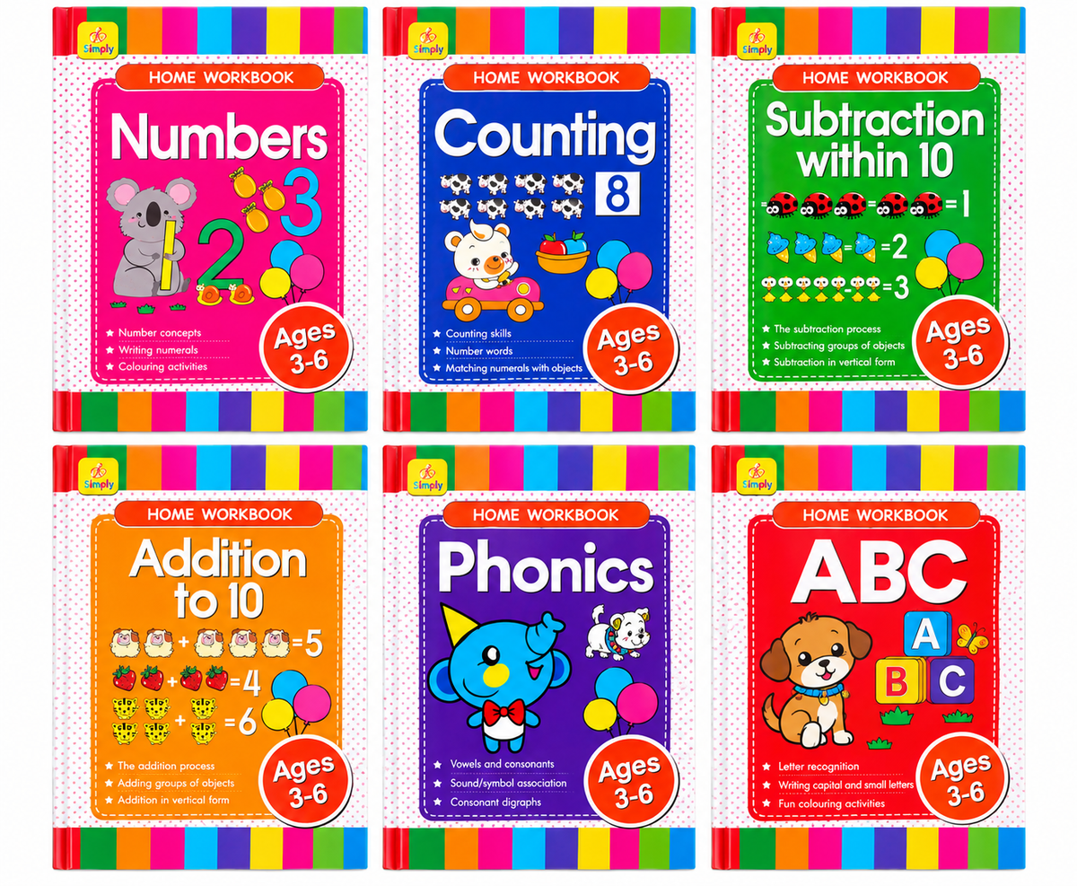 6-Piece Educational Workbook Set for Kids