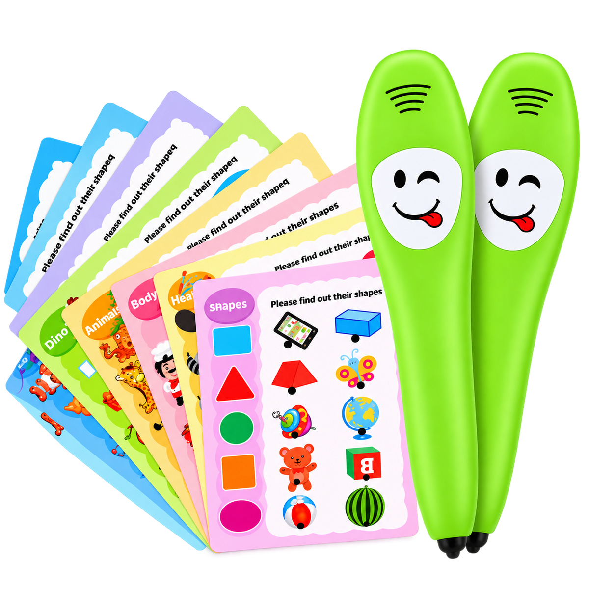 12-Piece Interactive Talking Learning Pen & Educational Cards for Kids