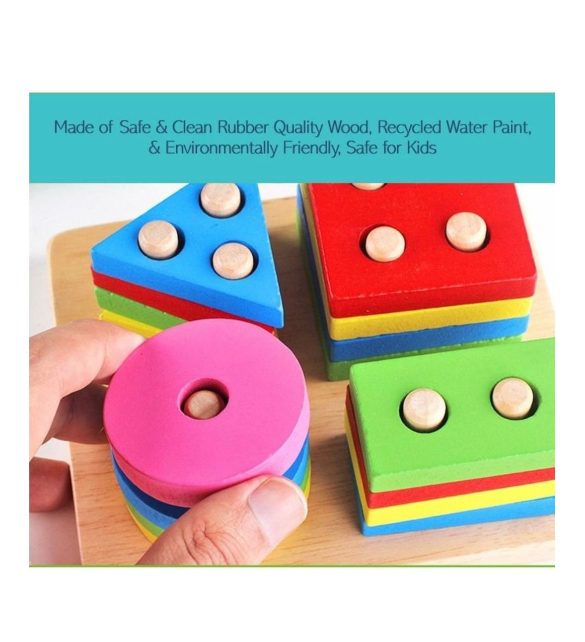 Montessori Wooden Shape Sorting & Stacking Board