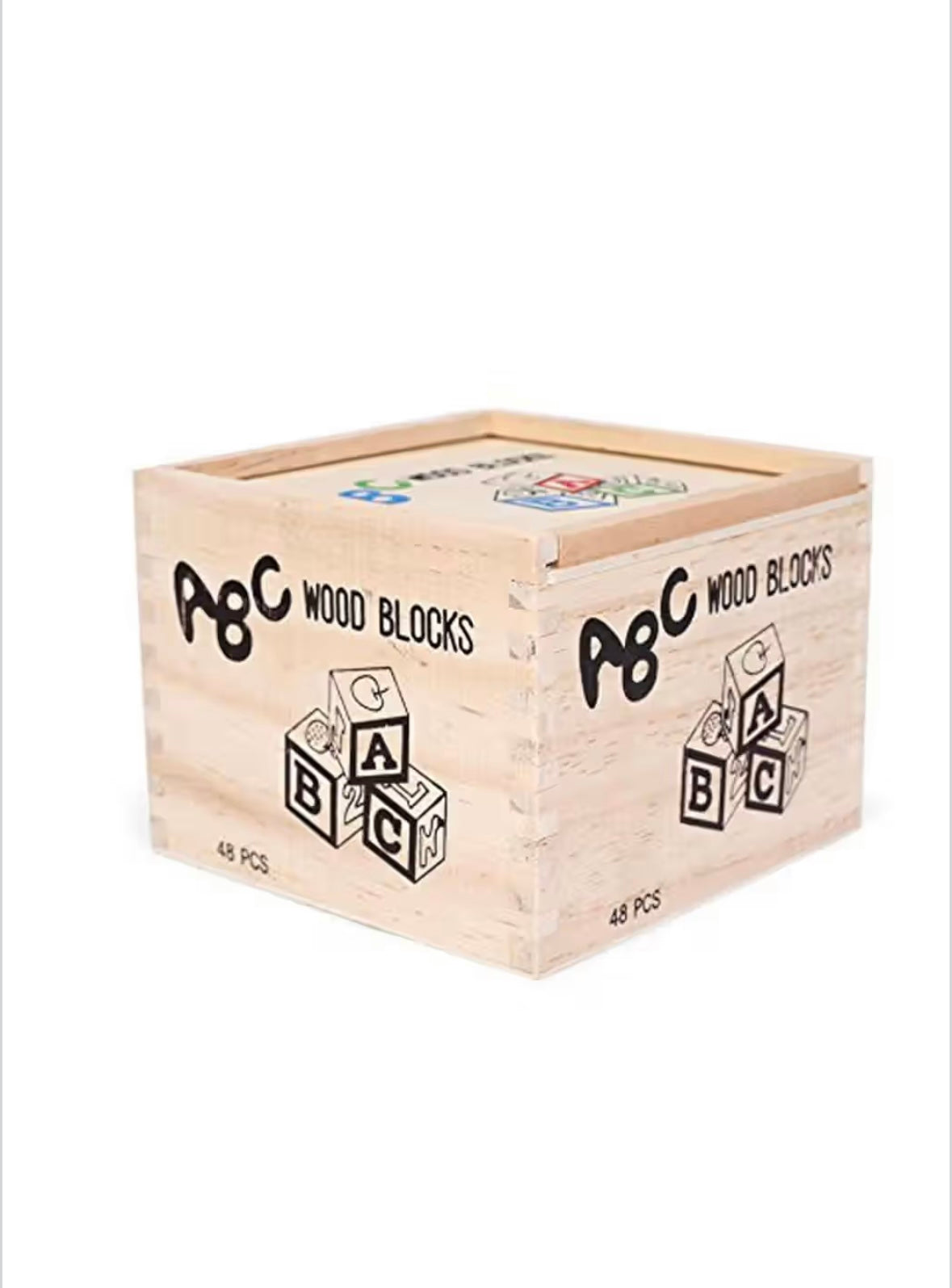 48-Piece Wooden ABC Alphabet & Number Learning Blocks for Kids
