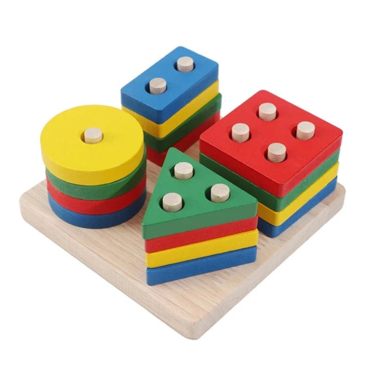Montessori Wooden Shape Sorting & Stacking Board