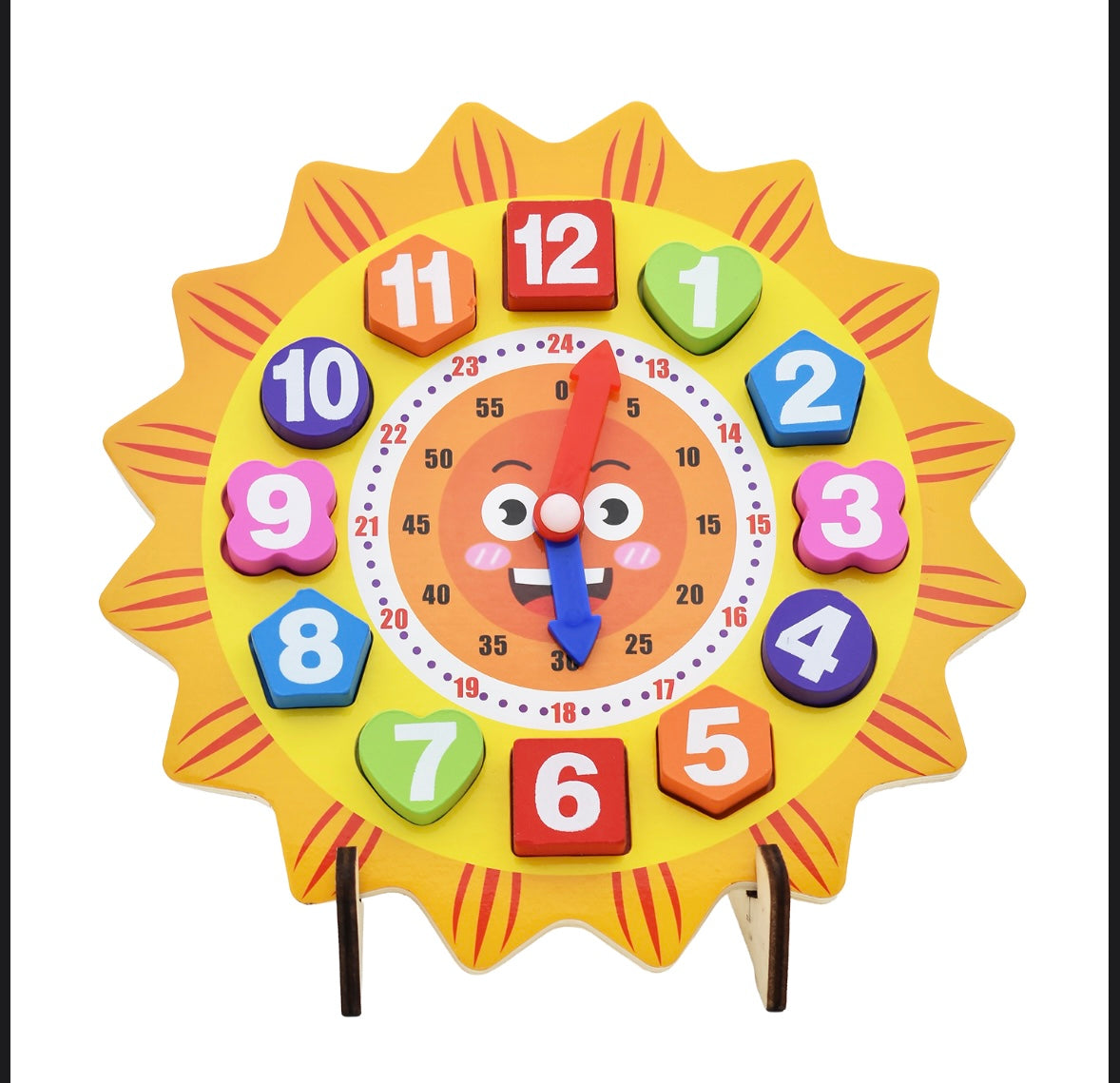 Wooden Educational Learning Clock & Number Puzzle for Kids