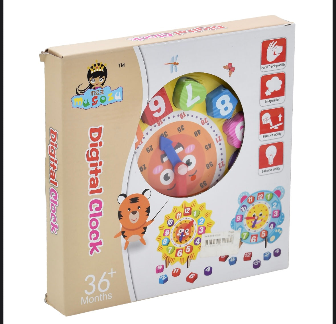 Wooden Educational Learning Clock & Number Puzzle for Kids