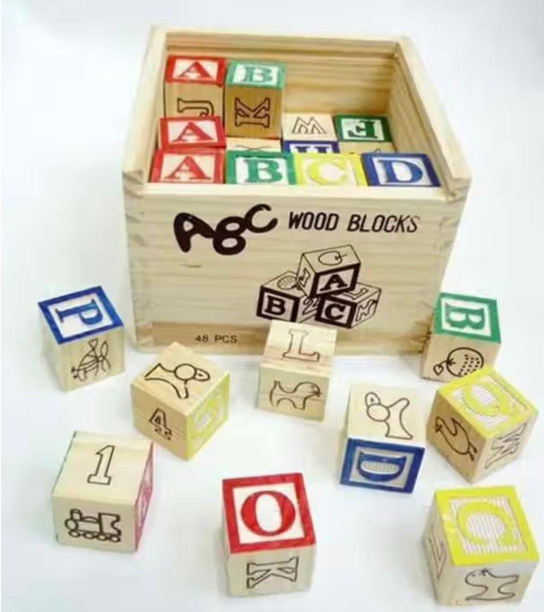48-Piece Wooden ABC Alphabet & Number Learning Blocks for Kids