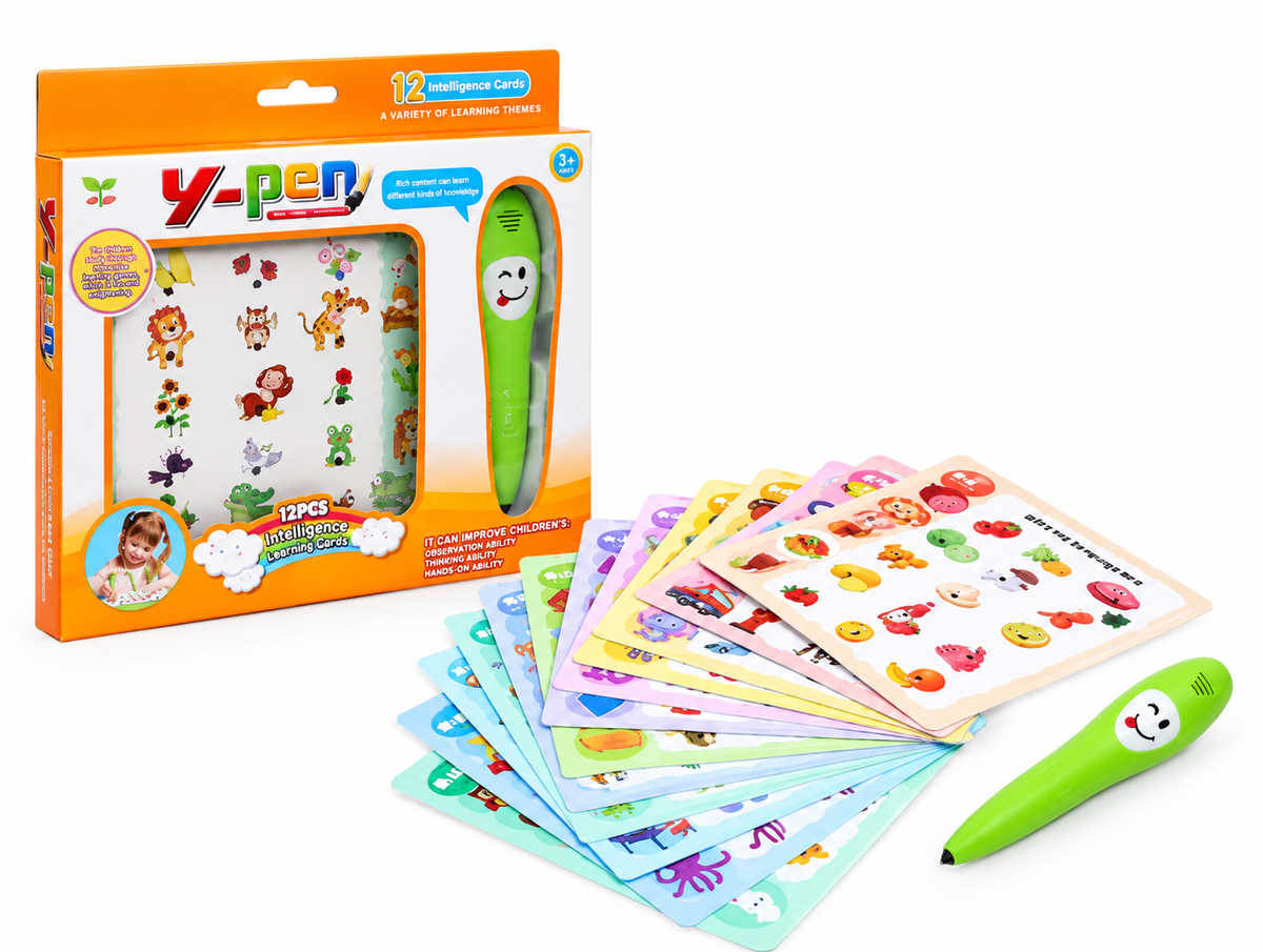 12-Piece Interactive Talking Learning Pen & Educational Cards for Kids