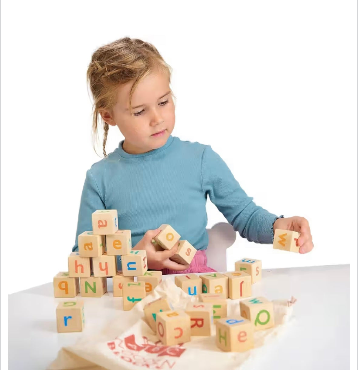 48-Piece Wooden ABC Alphabet & Number Learning Blocks for Kids