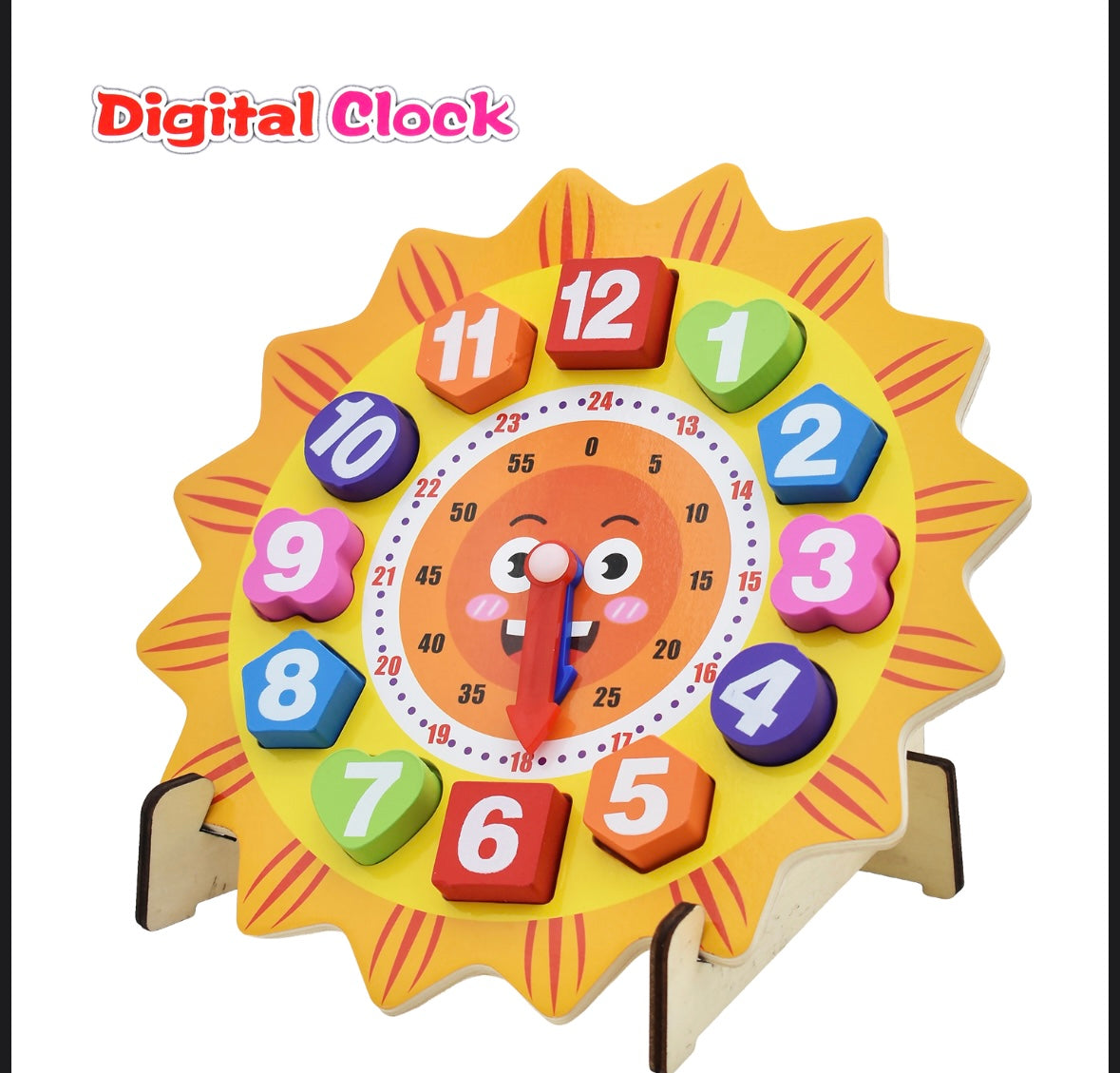 Wooden Educational Learning Clock & Number Puzzle for Kids