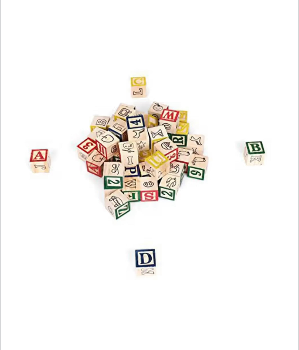48-Piece Wooden ABC Alphabet & Number Learning Blocks for Kids
