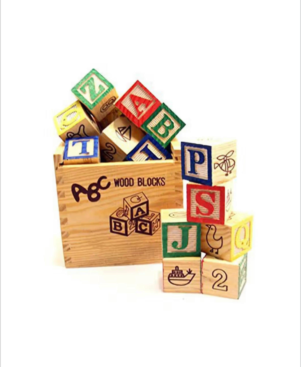 48-Piece Wooden ABC Alphabet & Number Learning Blocks for Kids